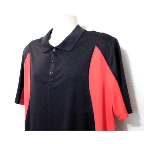 Fila Sport Golf Polo Shirt Mens XL Black Red Buttons Short Sleeve Polyester - Picture 6 of 7